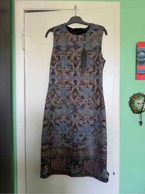 Kobi Halperin Blue Multicolor Sleeveless Shift Dress